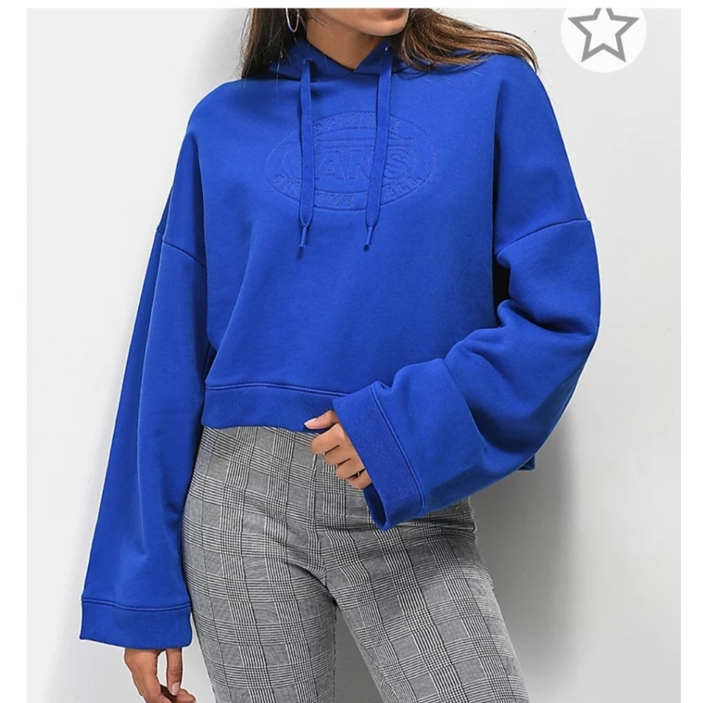 VANS Cropped Oversized Sweater, Royal Blue, Size XS